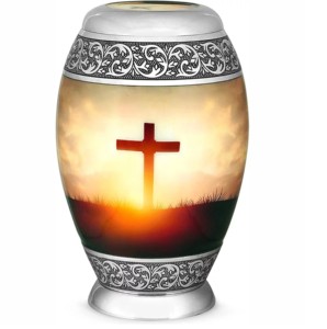 Urna de cremación de latón de alta calidad con hermosa banda de grabado pulida y acabado de Color rojo para cenizas humanas - Product Image 5