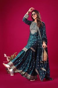 Evergreen couleur vive multi pierre et diamant travail mariage et fête travail manuel spécial style Salwar Kameez ensemble de prix bas - Product Image 3