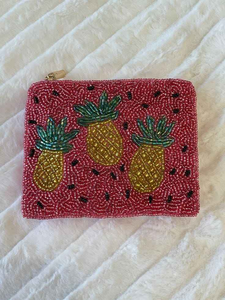 Porte-monnaie en toile bleue fait main avec broderie de perles en forme d'œil maléfique, forme rectangulaire - Product Image 4