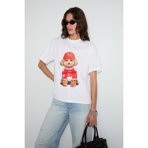 GRIMELANGE SALMA เสื้อยืดพิมพ์ลายพิเศษสำหรับฟุตบอลโลก ผลิตจากผ้าฝ้ายออร์แกนิก 100% สำหรับผู้หญิง - Product Image 1