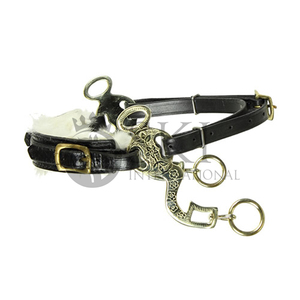 Personalizable Original de cuero Negro Marrón Vástago corto Hackamore Bitless Horse Bit Latón Fancy Shanks Producto ecuestre - Product Image 3