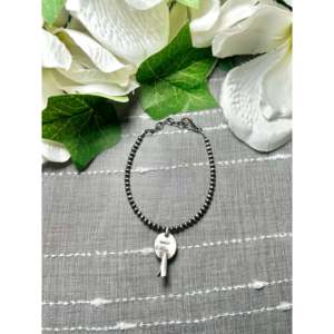 George Rios White Buffalo & Sterling <b>Silver</b> Beaded <b>Bracelet</b> Elegant <b>Bangles</b> - Product Image 5