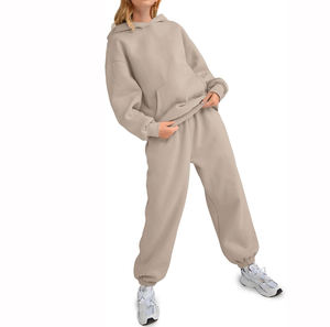 Nuevas llegadas Mujeres Pantalones acampanados apilados Conjunto de dos piezas Fleece Heavyweight French Terry Matching Sweatsuit Ladies Chándales - Product Image 6