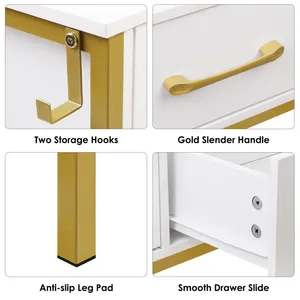 Tres cajones de oro blanco de ingeniería de madera consola Mesa muebles Fabricante Mayorista venta directa de fábrica - Product Image 2