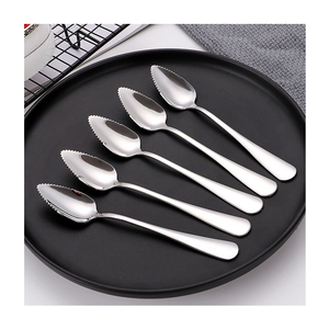 Stainless Steel Grapefruits Spoon Flatware Custom Sharp Serrated Edge Grapefruit Spoon Half Serrated Citrus Spoon - Product Image 1