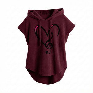 Sweats à capuche pour femmes, ourlet rond élégant, impression personnalisée, couleurs, logo personnalisé, taille, coton de haute qualité, prix de gros, sweats à capuche sans manches - Product Image 1