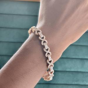 Hip Hop Style Cut Diamant VS1 Moissanite Plaqué Rhodium Mariage Glace Jaune Or Cubain Lien Bracelet Unisexe 925 En Argent Sterling - Product Image 1