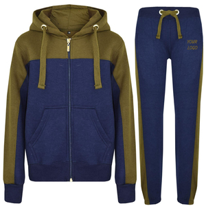 Unisex Color Blocking Hooded <b>Sweatshirt</b> Joggers Set Casual Autumn Wear Full Sleeve Drawstring Pockets Polyester Cotton - Product Image 4