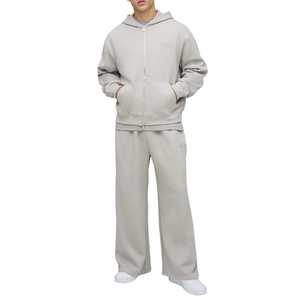 Ensemble de sweat-shirt à capuche à fermeture éclair en deux pièces en coton 100% poids lourd 430 g/m² pour hommes, sweat-shirts et pantalons de survêtement de haute qualité personnalisés pour l'hiver - Product Image 3