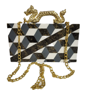 Bolso de Mano de Fiesta con Asa de Dragón de Lujo, Hecho de Resina con Interior de Terciopelo y Cadena Desmontable - Product Image 6