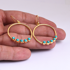 Natural Turquoise 925 <b>Sterling</b> <b>Silver</b> Round <b>Earrings</b> Jewelry All Occasion Fashion <b>Earring</b> Women 925 <b>Sterling</b> <b>Silver</b> - Product Image 5