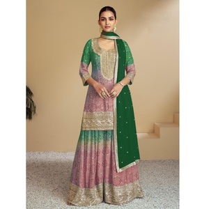 Vente en gros Quantité Fourniture de haute qualité Crep Silk Sharara Salwar Kameez pour les mariés Femme de chambre au meilleur prix de l'Inde - Product Image 1