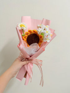 Ramo de Flores Tejidas a Crochet de Algodón, Artificiales, Realistas, Hechas a Mano, Ecológicas, Duraderas, para Navidad, Venta al Por Mayor - Product Image 3