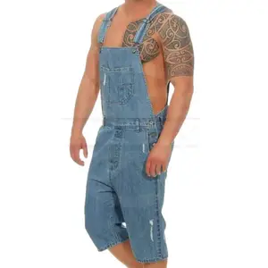 Men's Jeans Jumpsuit Trousers Short Dungarees Overall Shorts Braces Denim Dungarees Street style