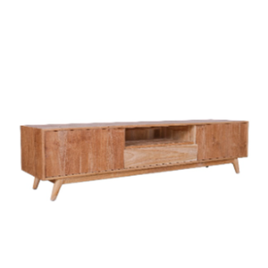 Meuble buffet TV 2 portes 1 tiroir et 1 étagère 180 cm en teck massif d'Indonésie - Product Image 2
