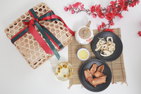 Panier cadeau en bambou vietnamien Best-seller Panier cadeau en bambou de haute qualité avec poignée Panier cadeau en bambou brun pour les vacances