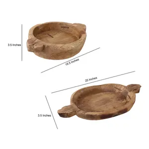 Tazón de Madera Rústico para Servir, Plato de Madera Natural Tallado a Mano para Comida, Decoración de Cocina Rústica, Artesanía Orgánica - Product Image 4