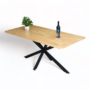 Kane 03 Rectangular <b>Dining</b> <b>Table</b> Set 160x80cm Assembled Rubberwood with Iron Legs <b>Extendable</b> Sintered Stone Surface BA162 - Product Image 1
