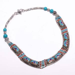 Collar Antiguo de Plata Tibetana con Turquesa y Coral para Mujer - Regalo de Boda - Product Image 5