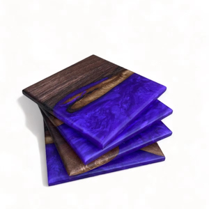 Exclusive Handmade Wooden Tea Plate and Resin <b>Epoxy</b> Coaster Set Luxury Serving Tray Set for Coffee, Tea, and Stylish Table Decor - Product Image 1