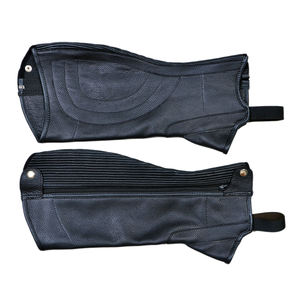 Chaps anglais en cuir véritable noir avec fermeture éclair, chaps de haute qualité pour hommes pour l'équitation et l'entraînement - Product Image 3