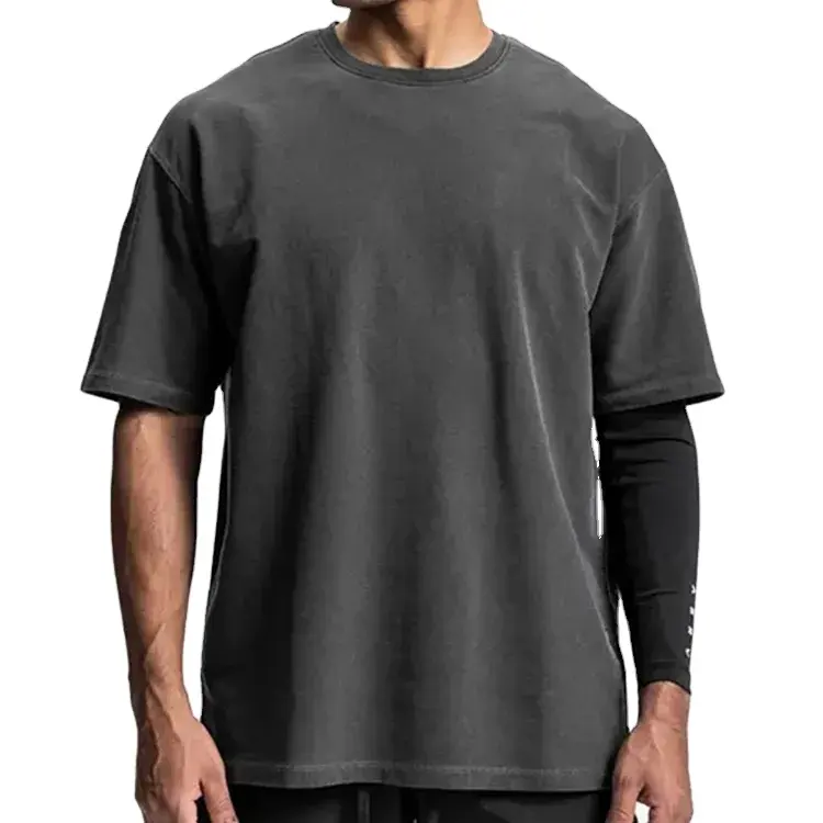 New Design Loose Fit 100% Cotton Oversized Short Sleeves Acid Wash Men T Shirts