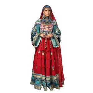 Vestidos afganos tradicionales para mujer Manga larga Botón de encaje Cintura natural Diseño Vintage para la venta - Product Image 1