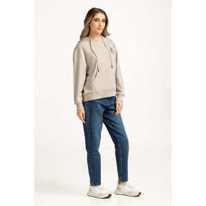 Conjunto de Sudadera Corta Transpirable de Seda Mezclada para Mujer con Capucha y Bordado Técnico, y Pantalones Cómodos WM-POH-WS24-041 - Product Image 6