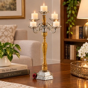 Handcrafted Metal <b>Candle</b> Holder Set 4pcs Circular Modern Table Décor for Dinning Table Home Decoration Hotel Restaurant - Product Image 2