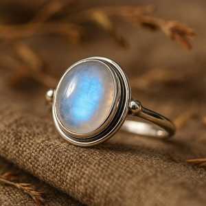 Anillo de piedra lunar de plata esterlina, joyería de piedra lunar arcoíris, anillo de piedra natal de junio para mujer, regalo bohemio delicado para ella - Product Image 5