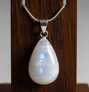 Clásico 925 plata esterlina forma de gota piedra lunar azul Natural 18K oro rodio plateado Unisex colgantes de moda encantos curativos - Product Image 3