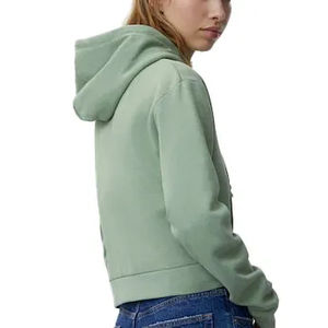 Top corto transpirable para mujer, sudaderas con capucha de lana de manga larga, Sudadera con capucha para mujer, Top corto sólido personalizado, Sudadera con capucha de lana - Product Image 3