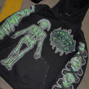 เสื้อฮู้ดซิปมีฮู้ดผ้าฟลีซหัวกะโหลกแนววินเทจขนาดใหญ่พิเศษแบบกำหนดเอง - Product Image 5