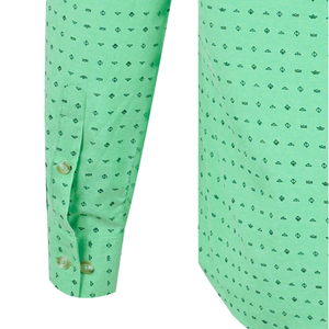 100% coton vert imprimé chemise décontractée coupe régulière col montant popeline tricotée florale respirant été personnalisable OEM Service - Product Image 5