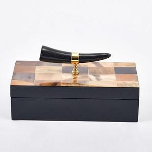 Joyero de resina de cuerno de búfalo para caja de almacenamiento de resina y cuerno de diseño moderno personalizado a precio barato con ágata de venta - Product Image 1
