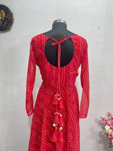 Longueur de la farine nouveauté dernière manches régulières col bateau couleur bleue Anarkali Type Kurti pour femme indienne dans les vêtements ethniques - Product Image 5