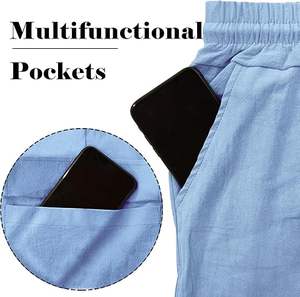 กางเกงและกางเกงสำหรับผู้ชายกางเกงผู้ชายผ้าย้อมสีล้วนป้องกันการยับ - Product Image 4