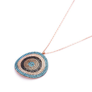 Ojo redondo doblado diseño circón piedra encanto colgante turco hecho a mano venta al por mayor 925 joyería de plata esterlina - Product Image 1