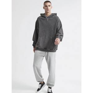 Sweat-shirts à capuche vintage délavés à l'acide, en coton French Terry 350 g/m², personnalisables avec logo, style streetwear hip-hop, pour hommes - Product Image 6