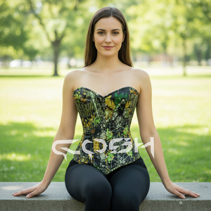 Customized Fashion Wear Digital Sublimated Jungle Print Satin Over bust Breathable <b>Corset</b> Slimming Corsetry - Product Image 4