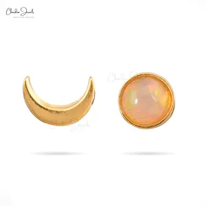 Exquisite Fashion Hot Sale 925 Sterling Silver Jewelry Fire Opal Sun and Moon Stud Earrings Cute Simple Style Earring Supplier