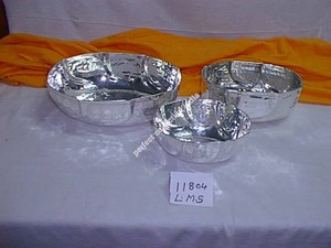 ชุดชามเสิร์ฟแบบใช้แล้วทิ้ง 3 ชิ้น ทำจากสแตนเลสชุบเงิน สำหรับงานปาร์ตี้/สไตล์หรูหราทันสมัย ชามขนาดใหญ่ - Product Image 2