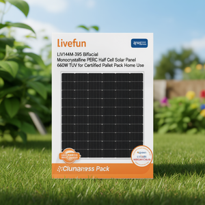 Panel Solar Monocristalino Bifacial PERC de Media Celda Livefun LIV144M-395 de 660W con Certificación TUV para Uso Doméstico en Paletas Certificadas - Product Image 3