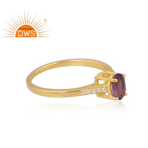 Última Venta de plata de ley 925 18K chapado en oro Natural Cz y anillo de piedras preciosas de amatista Demi fabricante de joyería fina - Product Image 4