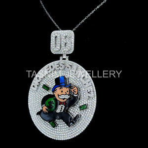 Moissanita Realista con Corte Brillante Helado, Certificada por GIA, Plata de Ley 06 DIOMEDES SANCHEZ, Chapado en Oro de 10K, Estilo Cristiano Hiphop - Product Image 2