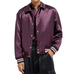 เสื้อแจ็กเก็ตเบสบอลผ้าซาตินมีกระดุมสำหรับผู้ชายสไตล์สตรีทปรับแต่งได้ - Product Image 3