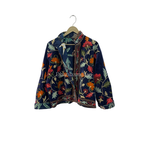 Veste unisexe en velours de coton faite à la main avec broderie florale Veste Suzani écologique en gros ODM pour style Boho Hippie - Product Image 1