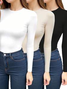 T-shirt de couleur unie personnalisable pour femmes avec manches longues Style décontracté et logo imprimé Prix de gros très demandé - Product Image 4