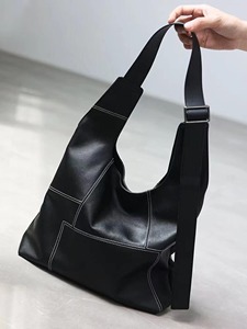 Bolso de hombro Hobo de cuero genuino marrón para mujer, bolso de gamuza, bolso holgado, bolso de mano, - Product Image 2