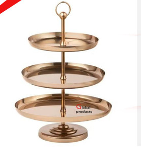 Support à gâteau rond en aluminium doré pour hôtel, restaurant et bar - Product Image 3